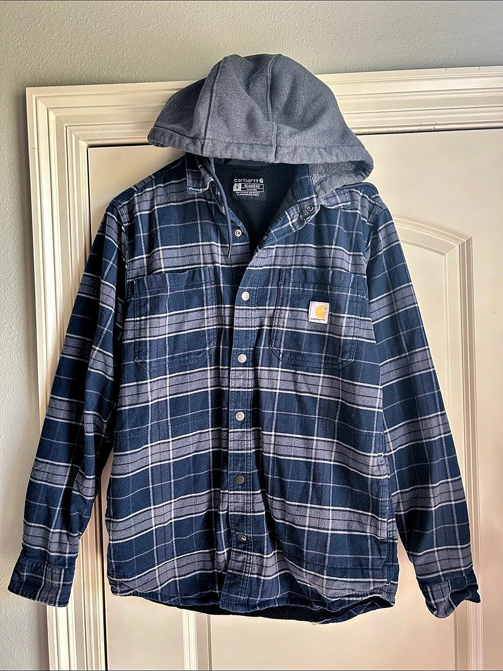 Carhartt Rugged Flex Relaxed Fit Flannel Fleece-Lined Hooded Shirt Jacket Plaid
